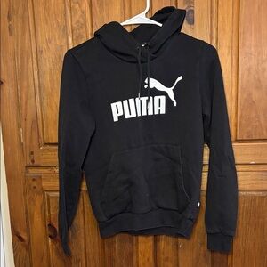 PUMA Women’s Black Hoodie Sweatshirt with White Classic Logo Size S/P